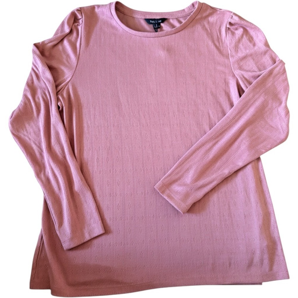 NWT Well Worn Pink Pointelle Knit Puff Shoulder Long Sleeve Top XL